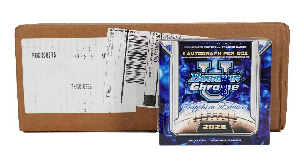 2025 Bowman University Chrome Sapphire Football Hobby 10-Box Case