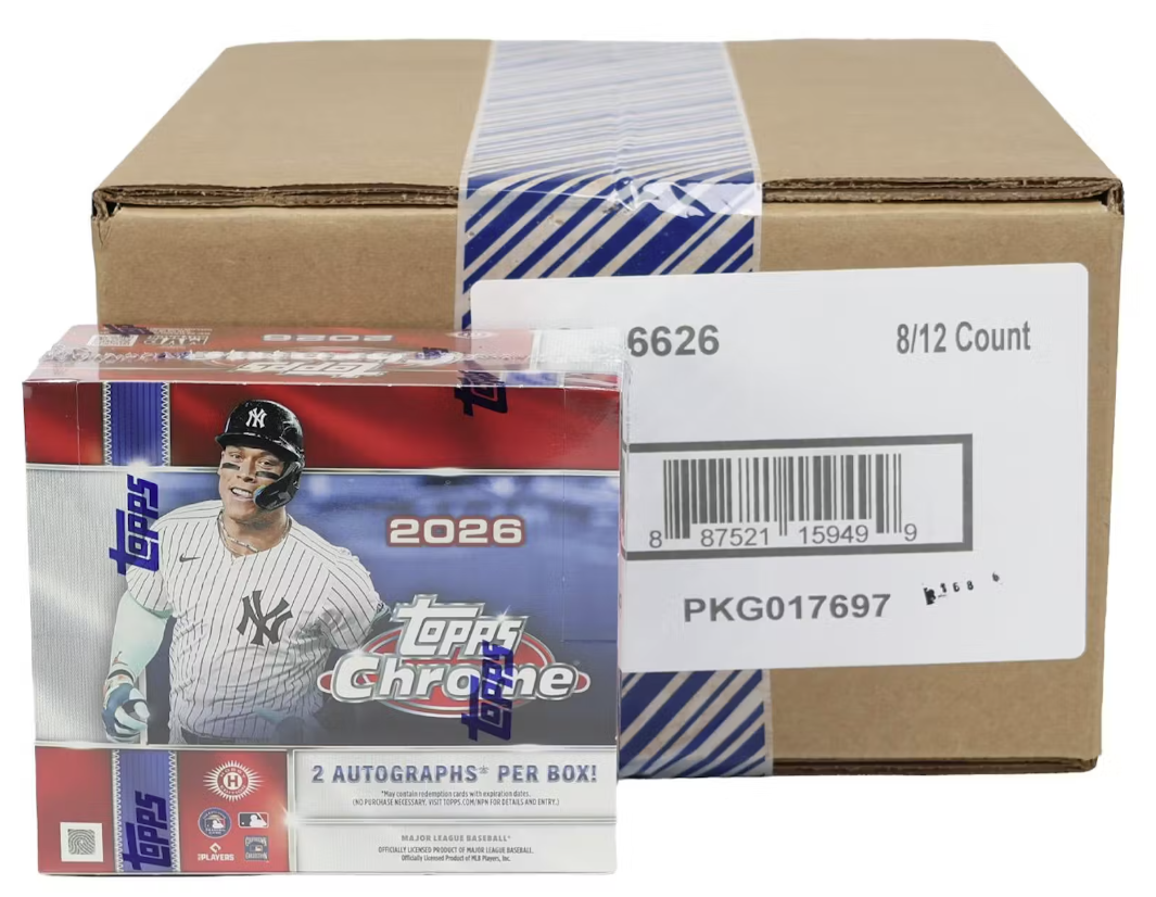 2026 Topps Chrome Baseball Hobby Jumbo 8-Box Case (Presell)