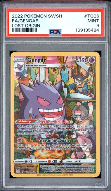 2022 POKEMON SWORD & SHIELD LOST ORIGIN #TG06 FA/GENGAR LOST ORIGIN PSA 9