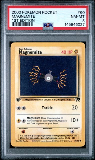 2000 POKEMON ROCKET #60 MAGNEMITE 1ST EDITION PSA 8