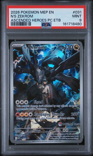 2026 POKEMON MEP EN-ME BLACK STAR PROMO #031 N'S ZEKROM ASCENDED HEROES PC ETB PSA 9