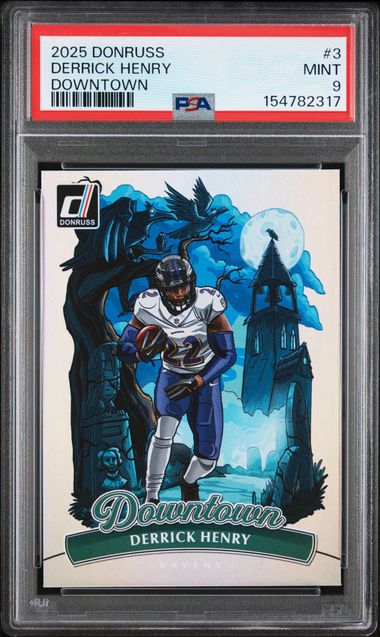 2025 Panini Donruss Downtown #3 Derrick Henry card graded PSA 9