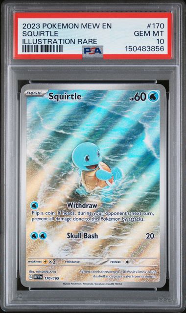 2023 POKEMON MEW EN-151 #170 SQUIRTLE ILLUSTRATION RARE PSA 10