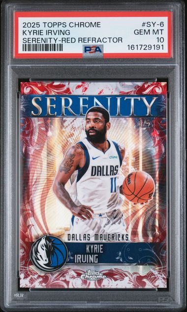 2025 TOPPS CHROME SERENITY #SY-6 KYRIE IRVING SERENITY-RED REFRACTOR PSA 10 /5