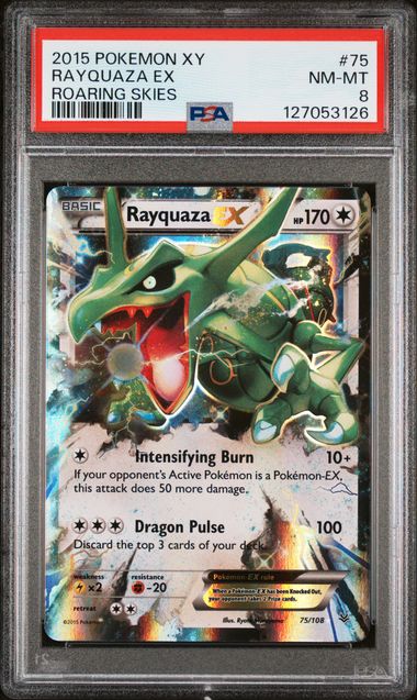 2015 POKEMON XY ROARING SKIES #75 RAYQUAZA EX ROARING SKIES PSA 8
