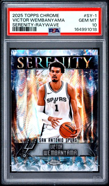 2025 TOPPS CHROME SERENITY #SY-1 VICTOR WEMBANYAMA SERENITY-RAYWAVE PSA 10