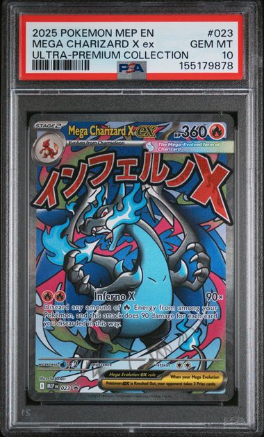 2025 POKEMON MEP EN-ME BLACK STAR PROMO #023 MEGA CHARIZARD X ex ULTRA-PREMIUM COLLECTION PSA 10