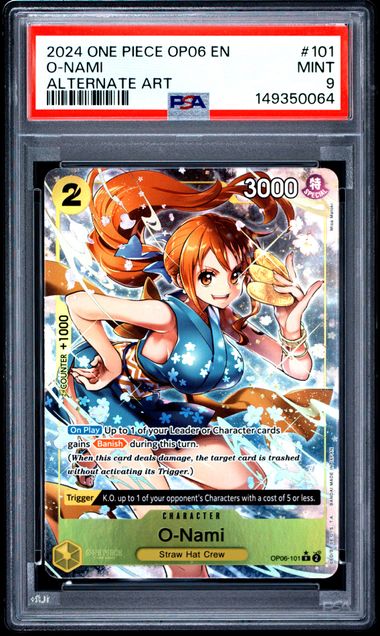 2024 ONE PIECE OP06-WINGS OF THE CAPTAIN #101 O-NAMI ALTERNATE ART PSA 9