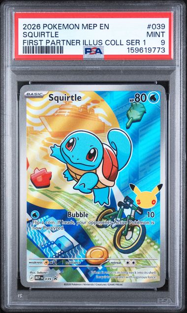 2026 POKEMON MEP EN-ME BLACK STAR PROMO #039 SQUIRTLE FIRST PARTNER ILLUS COLL SER 1 PSA 9