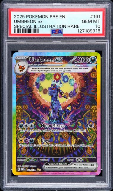 2025 POKEMON PRE EN-PRISMATIC EVOLUTIONS #161 UMBREON ex SPECIAL ILLUSTRATION RARE PSA 10