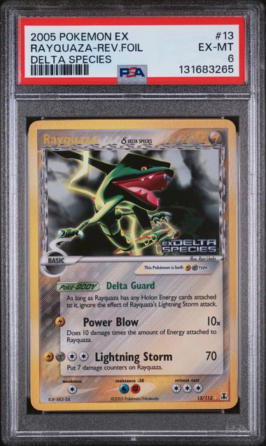 2005 POKEMON EX DELTA SPECIES #13 RAYQUAZA-REV.FOIL DELTA SPECIES PSA 6
