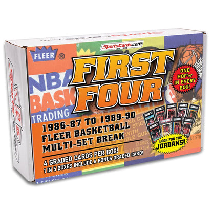 1986-87 to 1989-90 Fleer Basketball Multi-Set Break – 4 Graded Cards per Box!