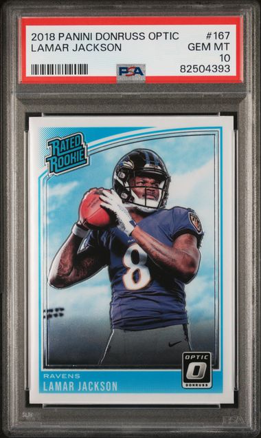 2018 PANINI DONRUSS OPTIC #167 LAMAR JACKSON PSA 10