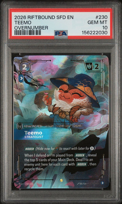 2026 RIFTBOUND: LEAGUE OF LEGENDS SFD-SPIRITFORGED #230 TEEMO OVERNUMBER PSA 10