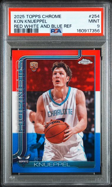 2025 TOPPS CHROME #254 KON KNUEPPEL RED WHITE AND BLUE REF PSA 9