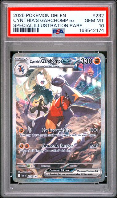 2025 POKEMON DRI EN-DESTINED RIVALS #232 CYNTHIA'S GARCHOMP ex SPECIAL ILLUSTRATION RARE PSA 10